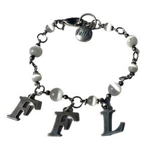 SJC Initial Charm Bracelet Beaded Cats Eye 925 -Sterling Silver Charms